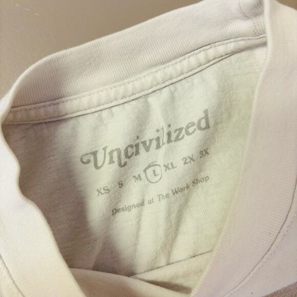 Uncivilized T-Shirt Size Large Mens White Kill Bill Uma Thurman Short Sleeve - Picture 3 of 6